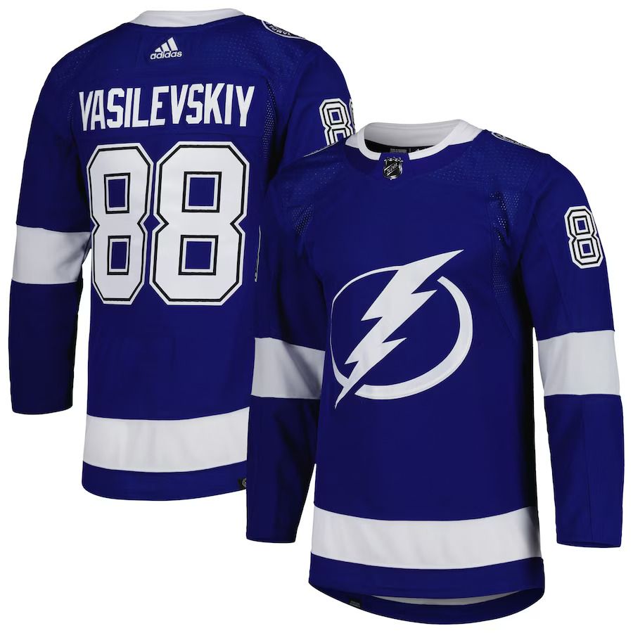 Men Tampa Bay Lightning 88 Andrei Vasilevskiy adidas Blue Home Primegreen Authentic Pro Player NHL Jersey